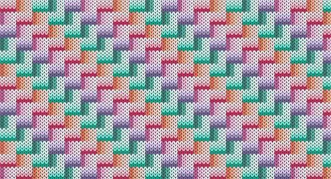 Pastel zigzag and square knitted pattern, Festive Sweater Design. Seamless Kn Stock Illustration