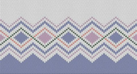 Pastel zigzag and square knitting pattern, Festive Sweater Design. Seamless.. Stock Illustration