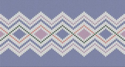Pastel zigzag and square knitting pattern, Festive Sweater Design. Seamless.. Stock Illustration
