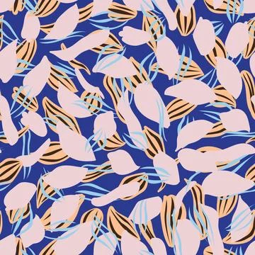 Pastels Tropical Leaf Seamless Pattern Design Stock Illustration