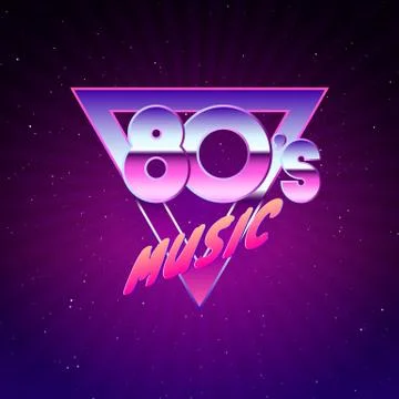 Paster template for retro party 80s. Neon colors. Vintage music flyer. Vector Stock Illustration