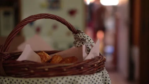 Pasteries in a basket stab Stock Footage 232763695