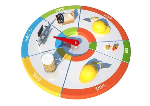 Pastime clock (3d concept of schedule) Stock Illustration