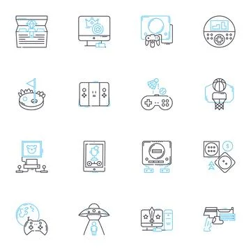 Pastime linear icons set. Hobby, Leisure, Recreation, Fun, Activity Stock Illustration