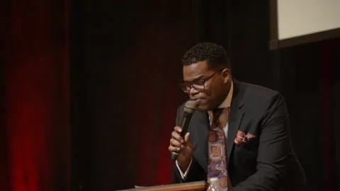 Pastor preaching hard hands expression Stock Footage 146935790