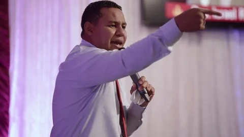Pastor Preaching Hard Slow Motion close up shot Video stock 146935842