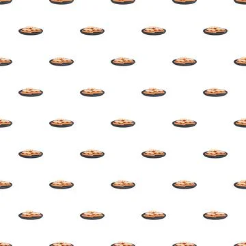 Pastries on serving plate seamless pattern background Stock Illustration