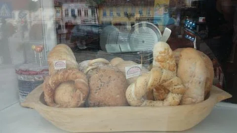 Pastry and bread in bakery Foto stock
