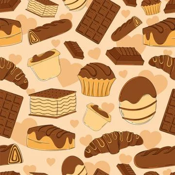 Pastry and candy pattern. Vector Stock Illustration