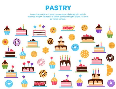 Pastry background with text space. Stock Illustration