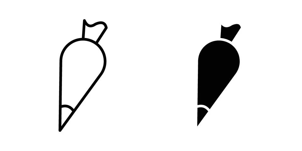 Pastry bag icon linear versions pack on white background Stock Illustration