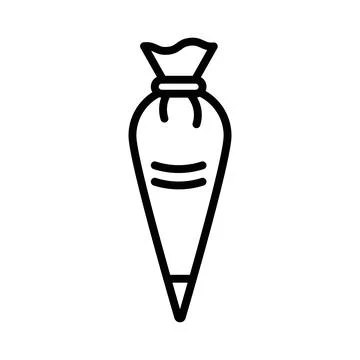 Pastry bag linear logo mark in black and white Stock Illustration