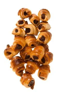 Pastry baskets jam wrapped isolated Stock Photos