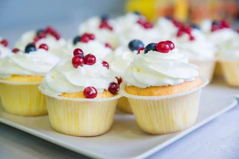 Pastry with berries Stock Photos