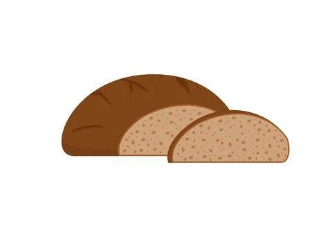 Pastry bread from rye, brown bakery food, bun. Circle loaf with cut slice イラスト素材