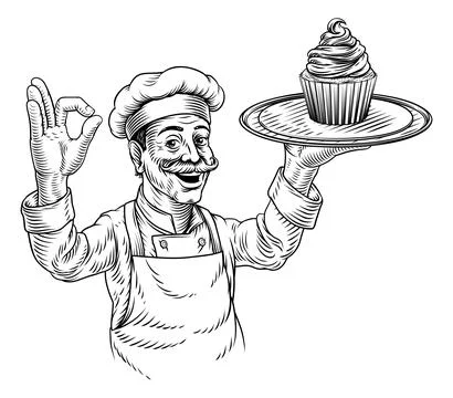 Pastry Chef Cupcake Cake Baker Bakery Illustration Stock Illustration