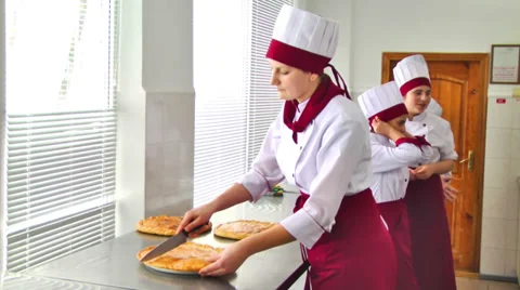 Pastry Chef Cuts 1 Stock Footage 34522864
