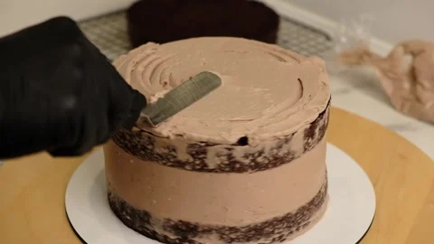 Pastry chef decorating a cake Stock Footage 337069447