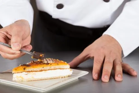 Pastry chef decorating Stock Photos