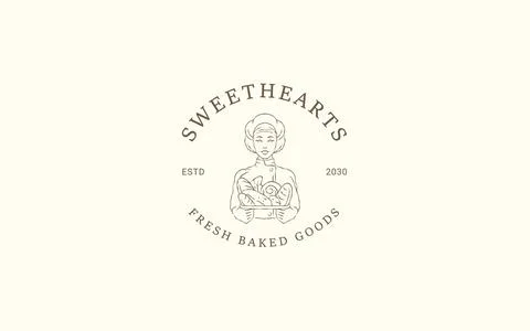 Pastry Chef Holding Tray Of Bread Bakery Logo Vector Template Stock Illustration