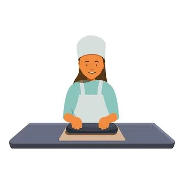 Pastry chef kneading dough for baking bread, vector illustration 스톡 일러스트