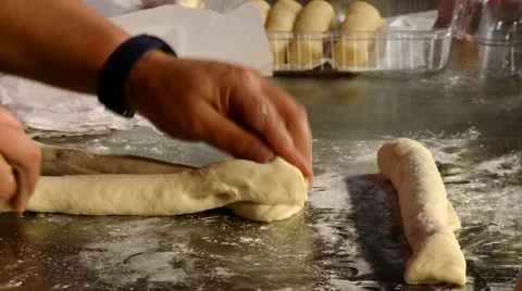 Pastry chef makes shabat bread Stock Footage 55168086