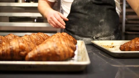 Pastry Chef making croissants 库存影片 201895156