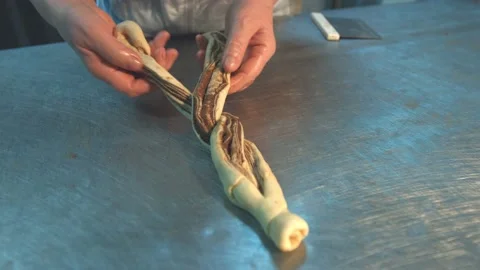 Pastry chef prepares baking dish. Stockbeeldmateriaal 98532865