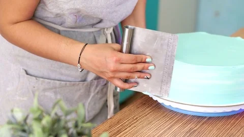 Pastry Chef Prepares Cake Stock Footage 75590029