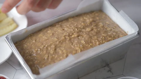 Pastry chef preparing to bake Vegan Banana Bread. Stock Footage 132520990