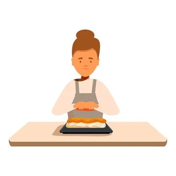 Pastry chef preparing eclair on kitchen table Illustrazione stock