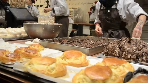 A Pastry Chef is Preparing the Merveilleux, a typical belgian sweet. Stock Footage 70522365