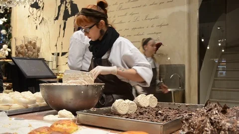 A Pastry Chef is Preparing the Merveilleux, a typical belgian sweet. Vídeos de archivo 70523518