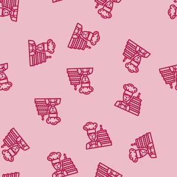 Pastry chef restaurant line vector seamless pattern Stock Illustration