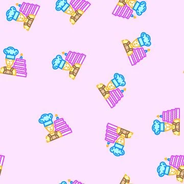 Pastry chef restaurant vector seamless pattern 스톡 일러스트