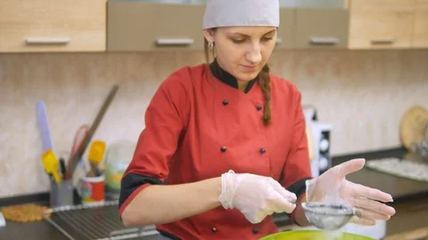 The pastry chef skillfully performs holiday order. Stock Footage 83430095