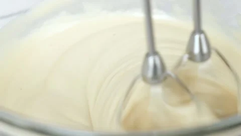 Pastry chef use handmixer mixing meringue. Stock Footage 152319085