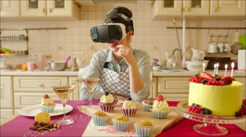 Pastry Chef in VR Glasses Stock Footage 61921333