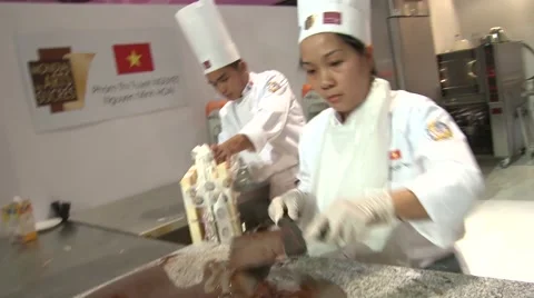 Pastry chef at work Stock Footage 49298705