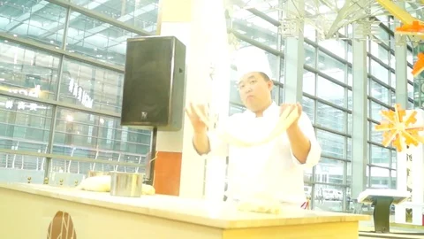 Pastry chefs in Macao are performing hand made Ramen techniques Stock Footage 74614026