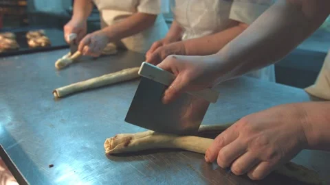Pastry chefs prepare baking dish. Video stock 98532975