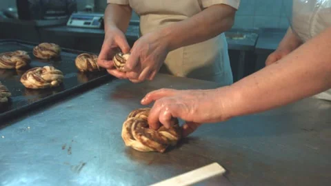 Pastry chefs prepare baking dish. Video stock 98533288