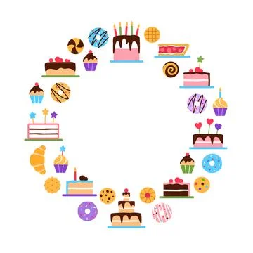 Pastry circle border with copy space for text Stock Illustration