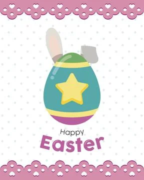 Pastry colored happy easter poster Vector Stock Illustration