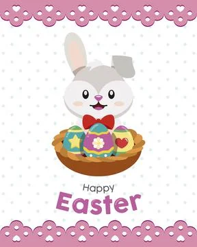 Pastry colored happy easter poster Vector Stock-Illustration