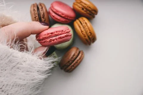 Pastry, colorful, bake, bread, table, food, dessert, delicious, people, hand Stock Photos