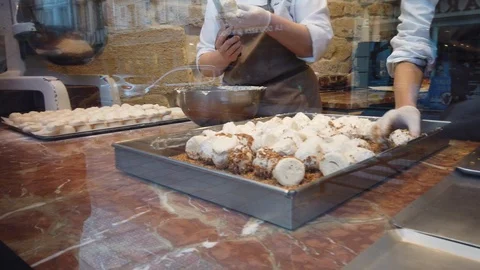 Pastry creation through window Paris France 2. Stock Footage 108646280