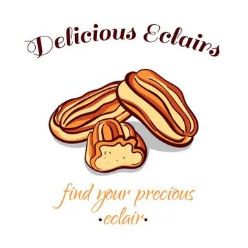 Pastry Delicious Eclairs Stockillustratie