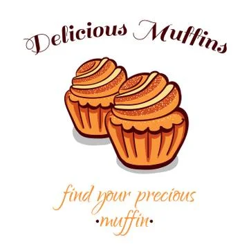 Pastry Delicious Muffins Stock Illustration