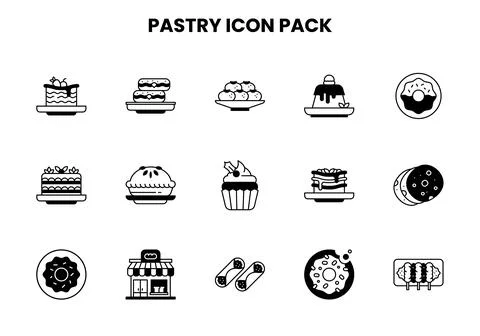 Pastry DuoTone Vector Icons Pack Stock Illustration